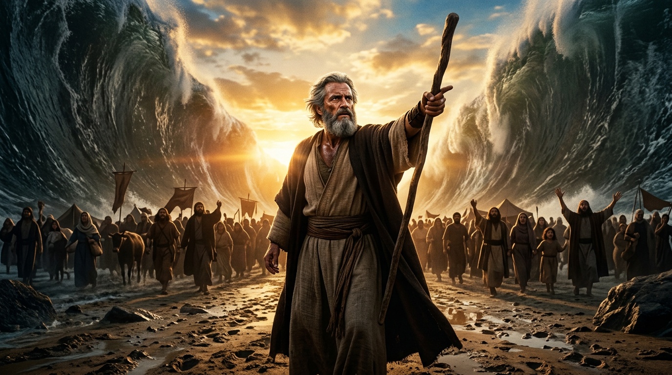 Moses parts the sea